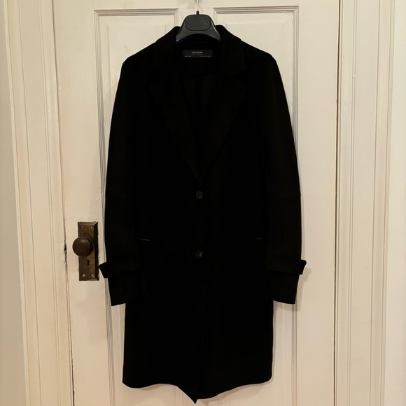 Zara black faux suede trench coat - Picture 2 of 6
